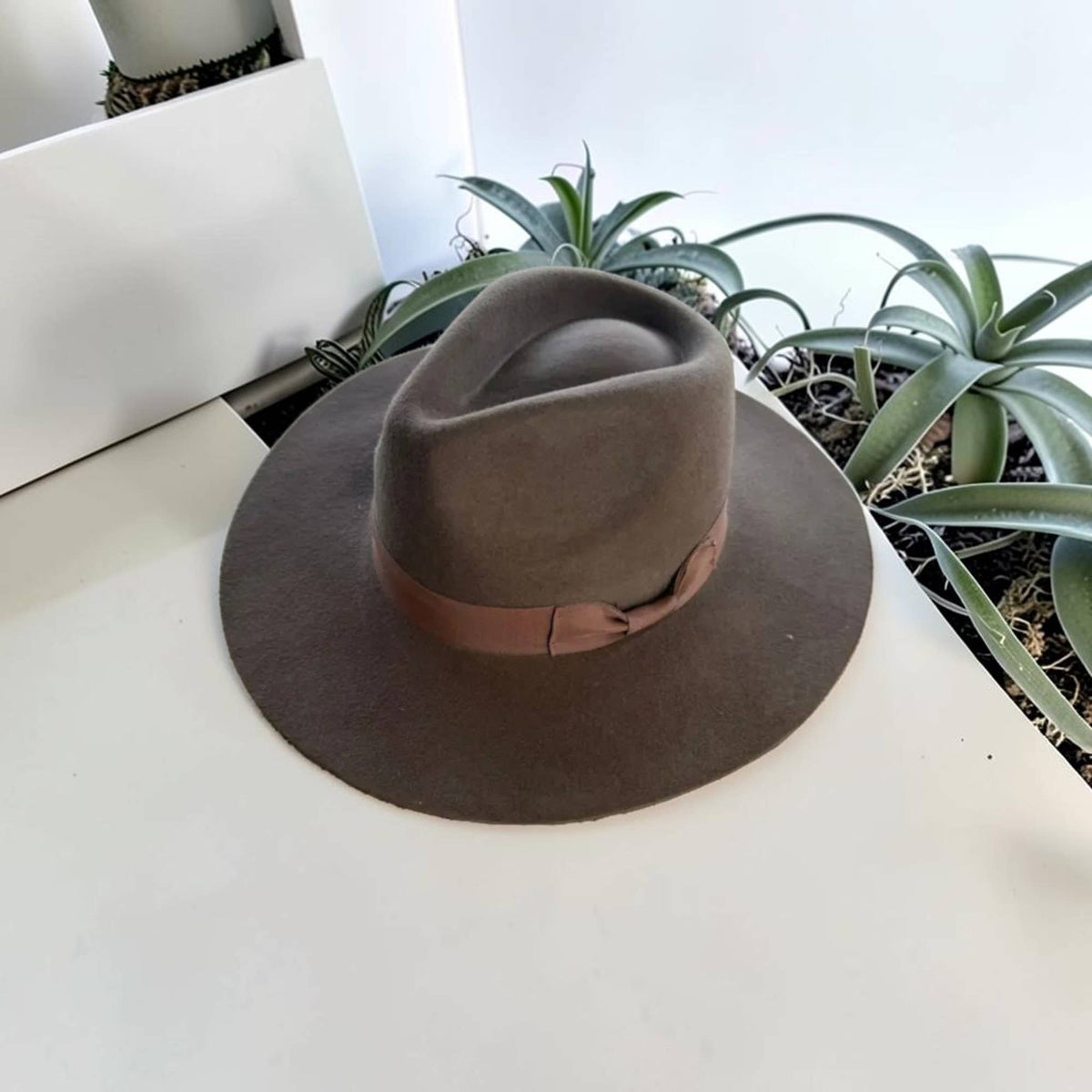 Australian Wool Rancher Hat with Grosgrain Band: Olive