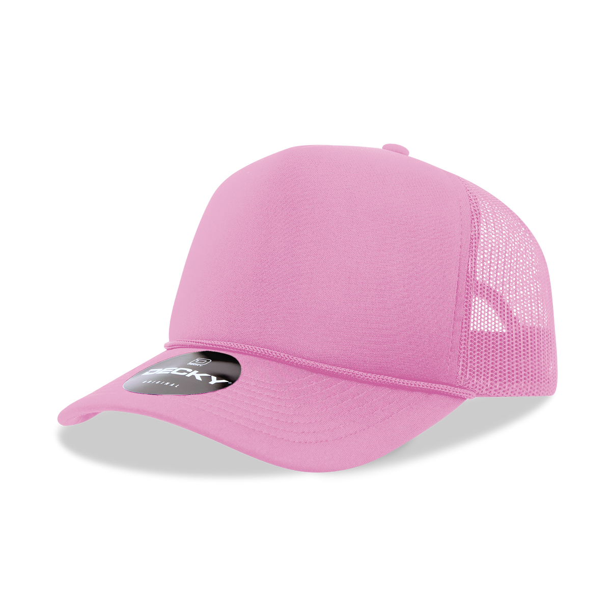 Decky 6025 Mid Profile, 5 Panel Foam Trucker Hat: Teal/White