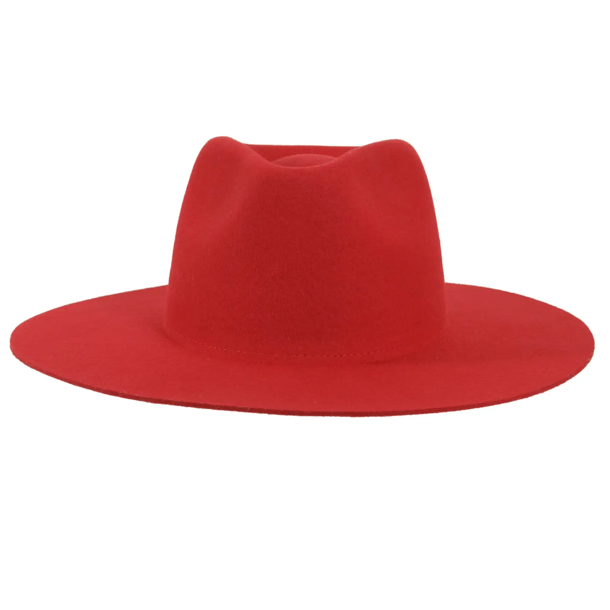 100% Wool Felt Flat Brim Fedora Hat - Style Rancher: Black / MD