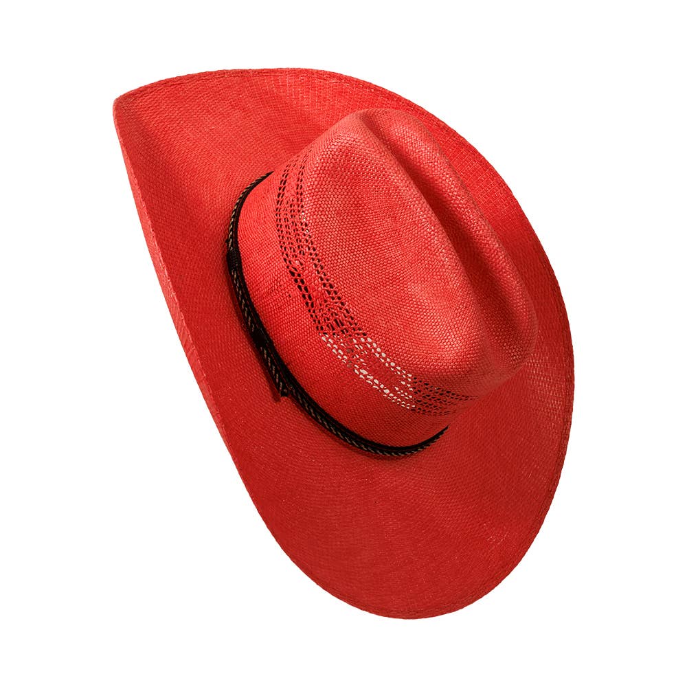 New Western Cowboy Straw Hat- Style American Maverick: Tan / LG