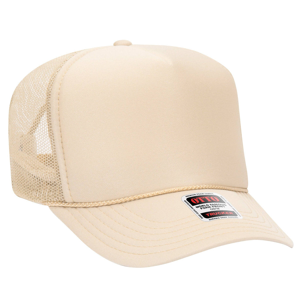 Otto 5-Panel High Crown Foam Trucker Hats, Mesh Back Cap - 39-165: Tan