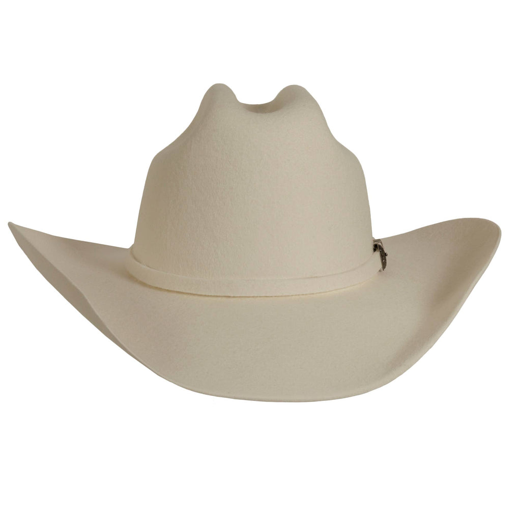 100% Wool Felt Western Cowboy Hat - Style Cattleman: White / LG