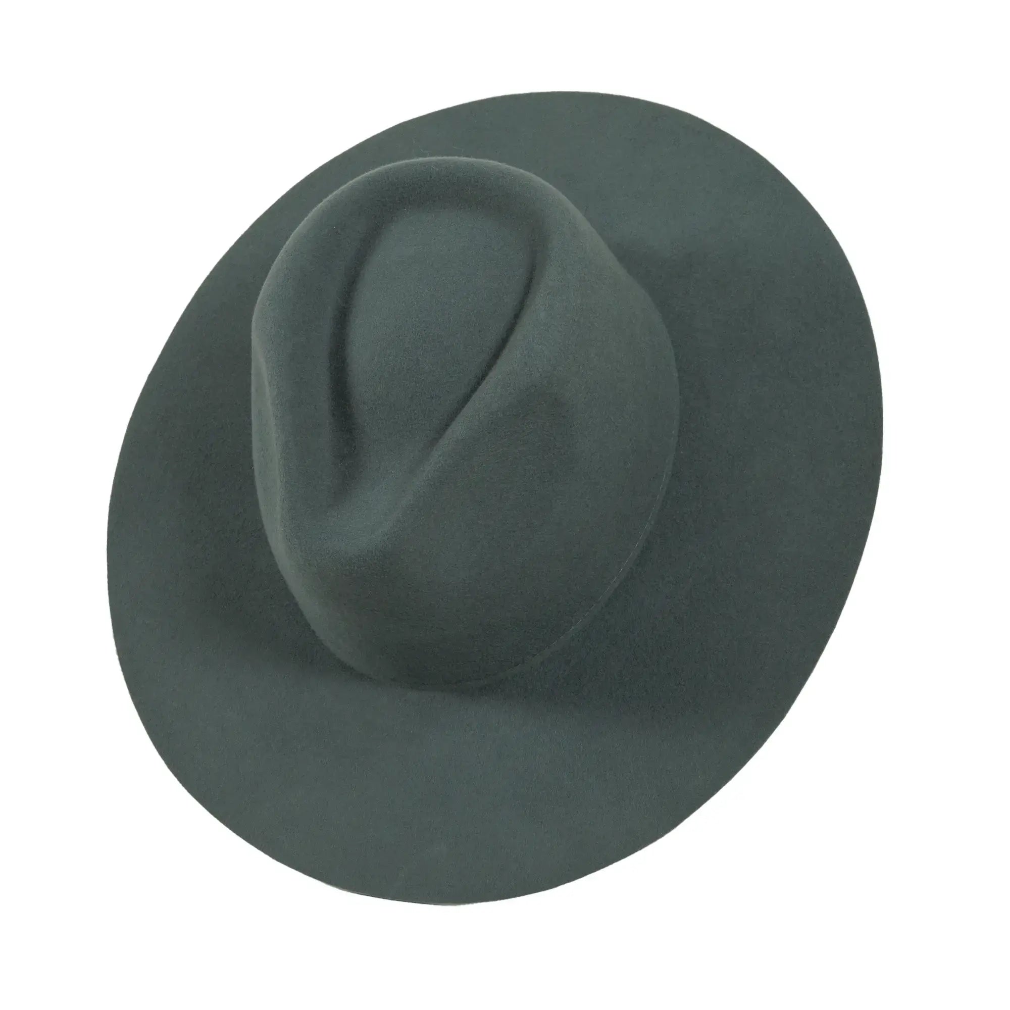 100% Wool Felt Flat Brim Fedora Hat - Style Rancher: Silver Belly / MD