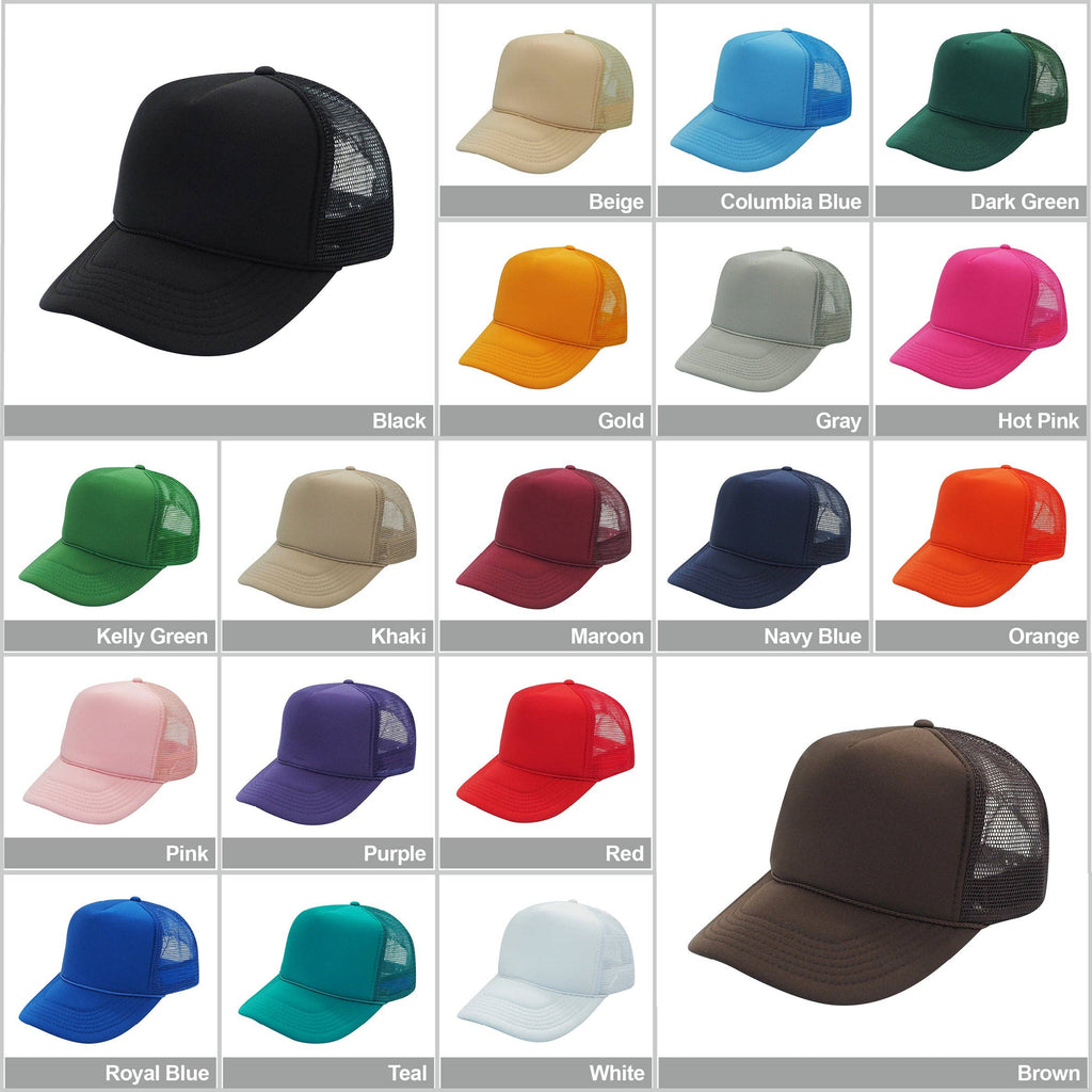 Nissun Classic Trucker Baseball Hats Caps Foam Mesh Blank Solid Two Tone Snapback: Maroon/White