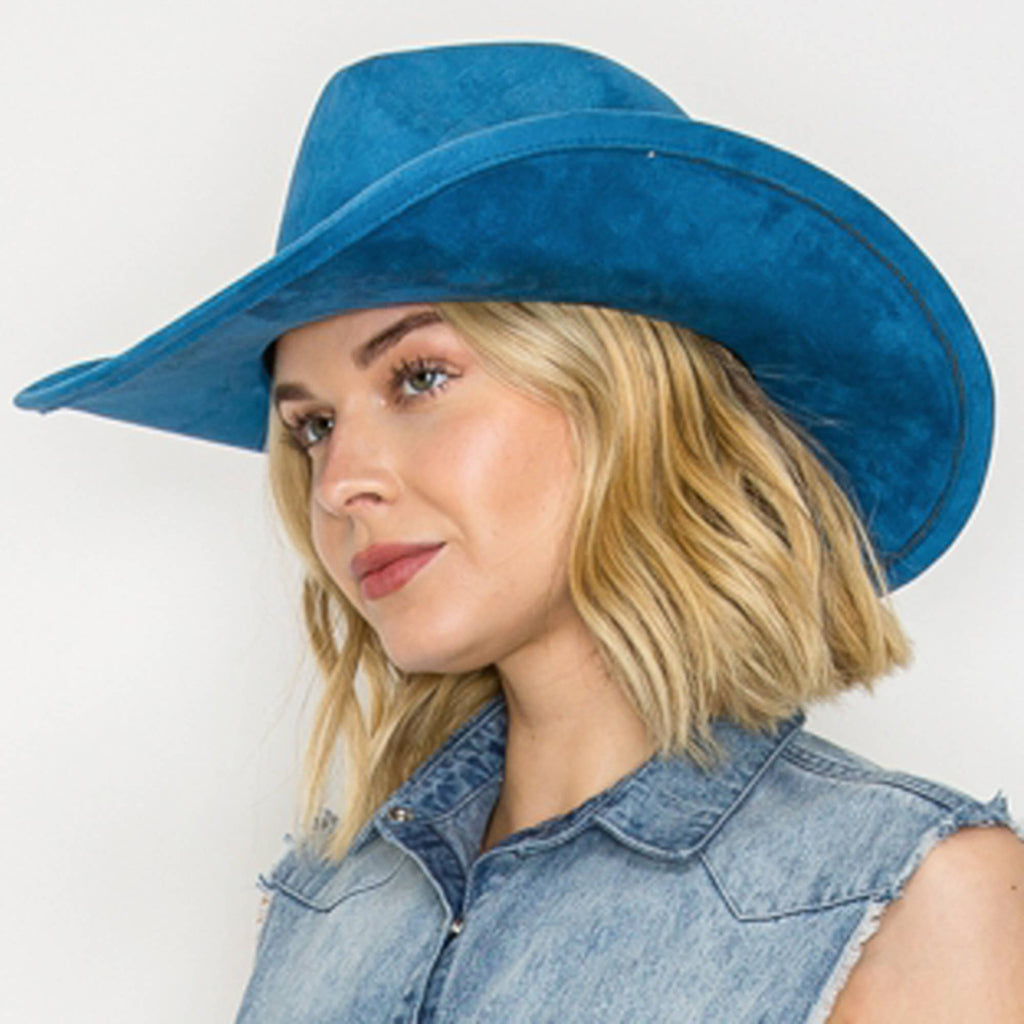 Vegan Suede Cowboy Hat: CARAMEL / ONE SIZE