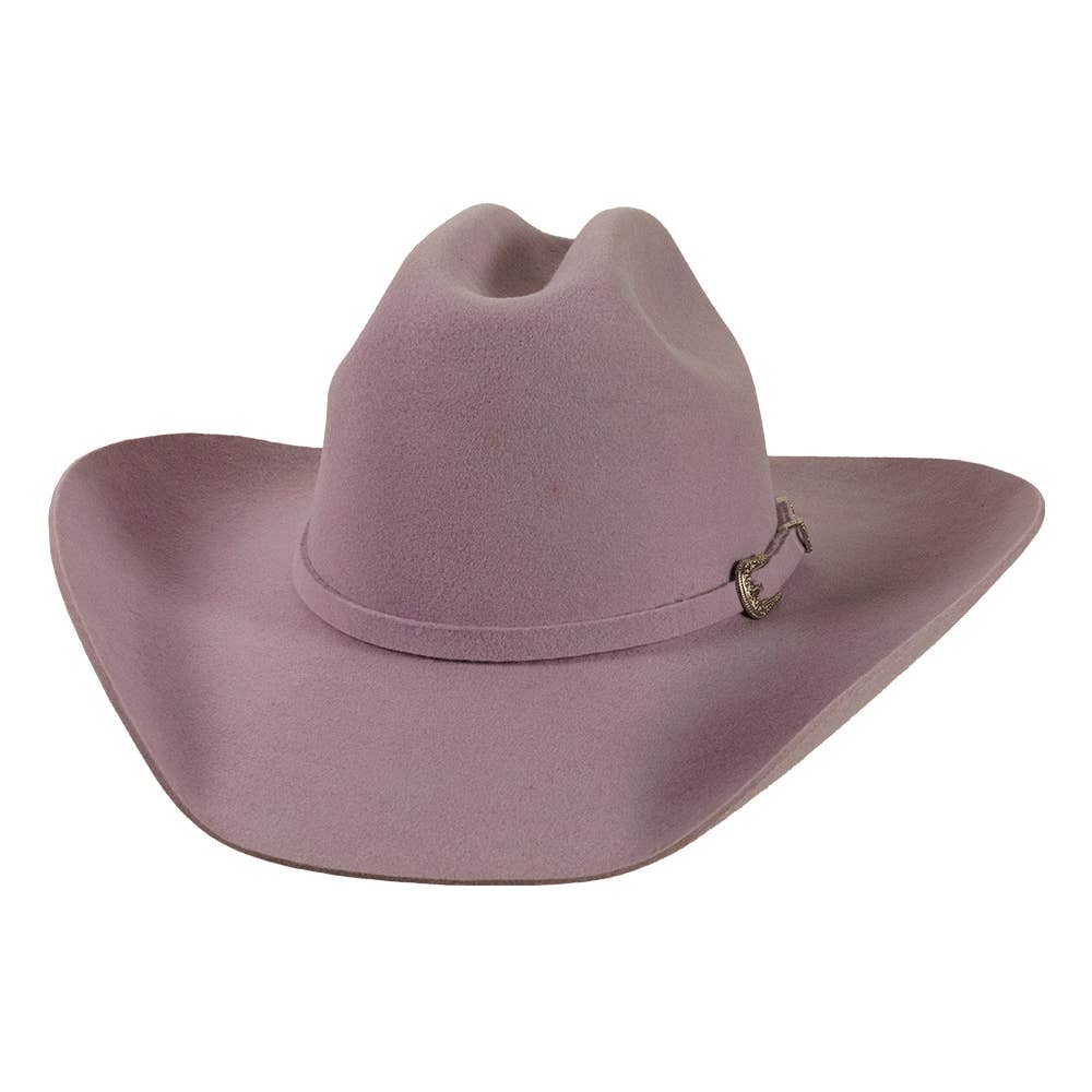 100% Wool Felt Western Cowboy Hat - Style Cattleman: White / LG