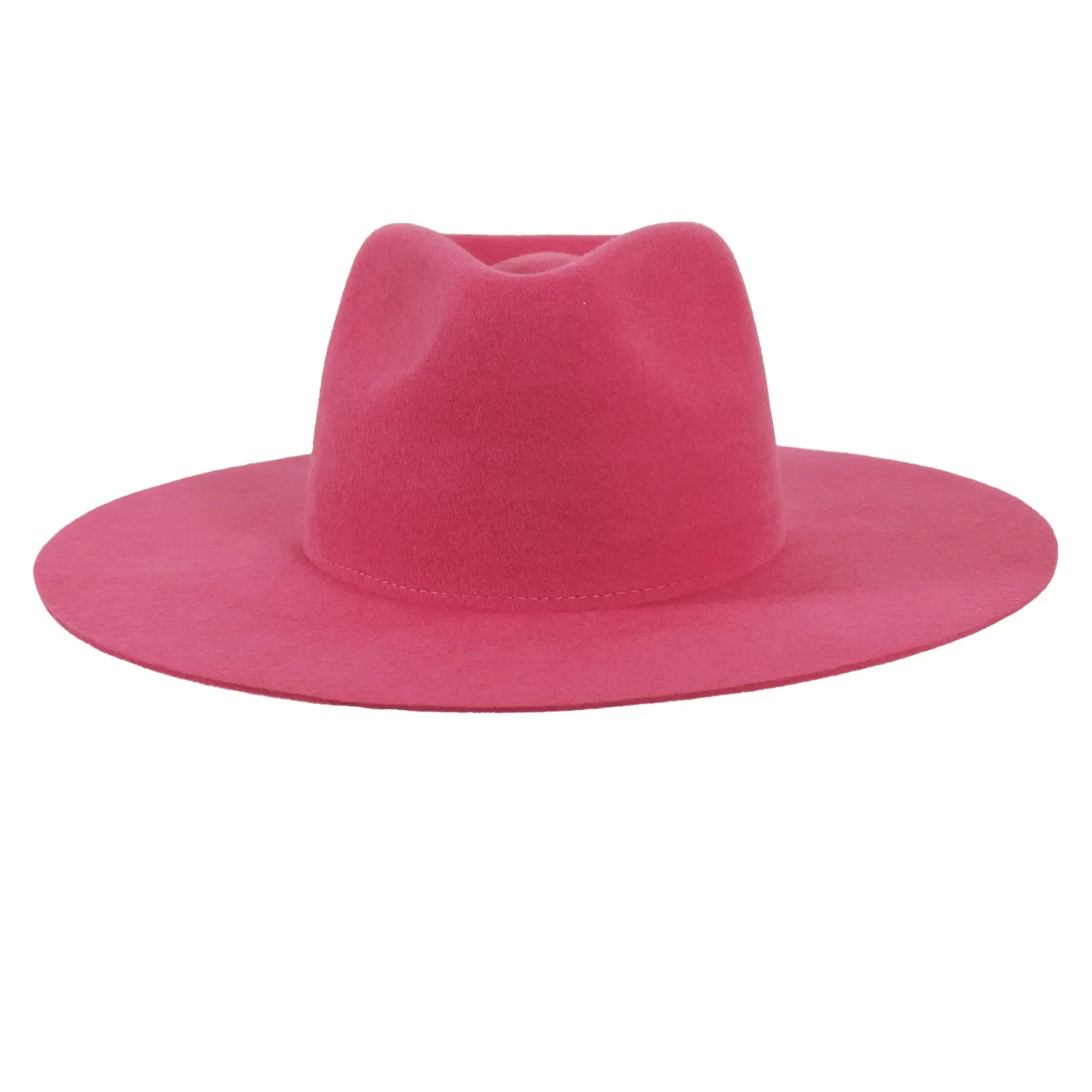 100% Wool Felt Flat Brim Fedora Hat - Style Rancher: Black / LG