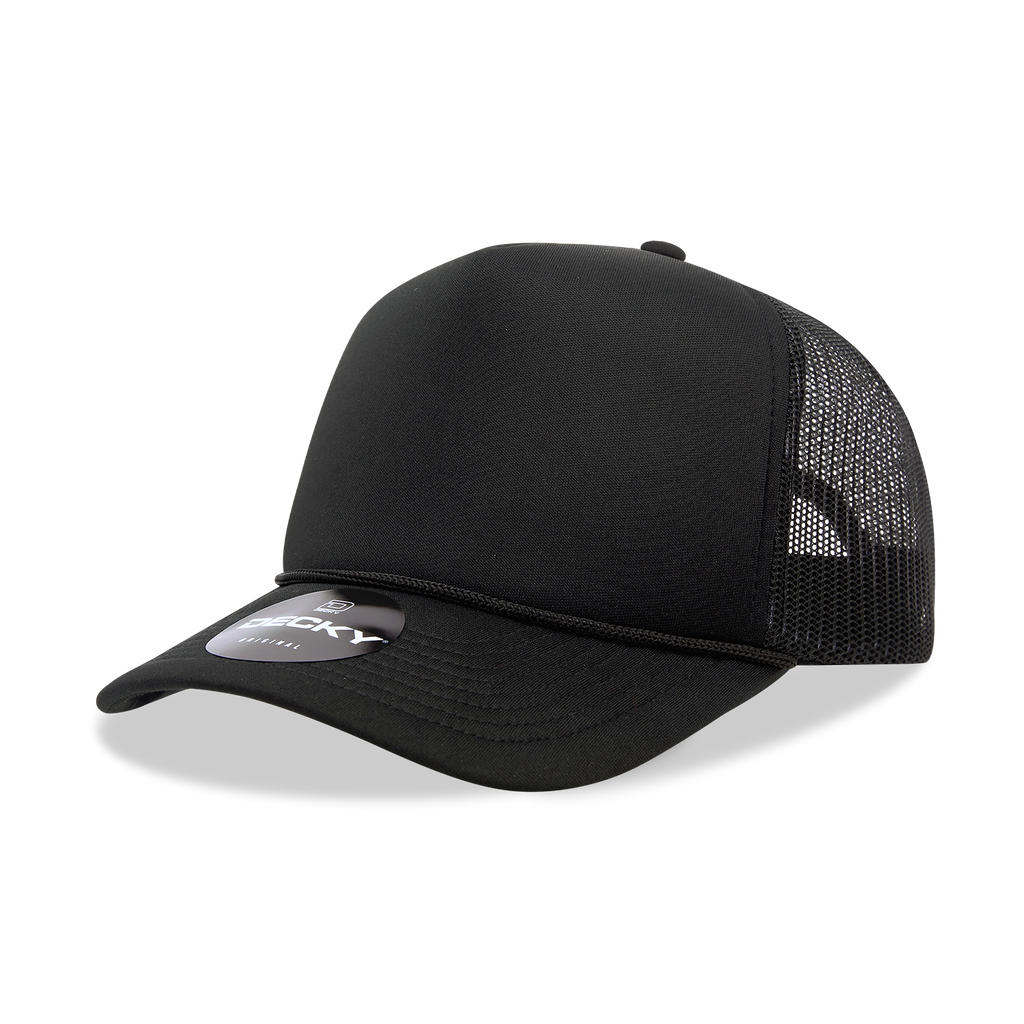 Decky 6025 Mid Profile, 5 Panel Foam Trucker Hat: Teal/White