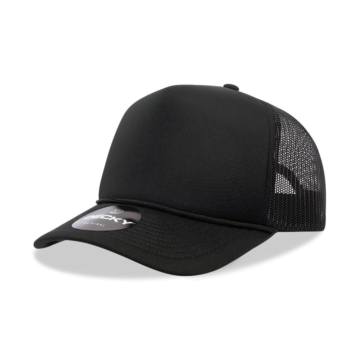 Decky 6025 Mid Profile, 5 Panel Foam Trucker Hat: Teal/White
