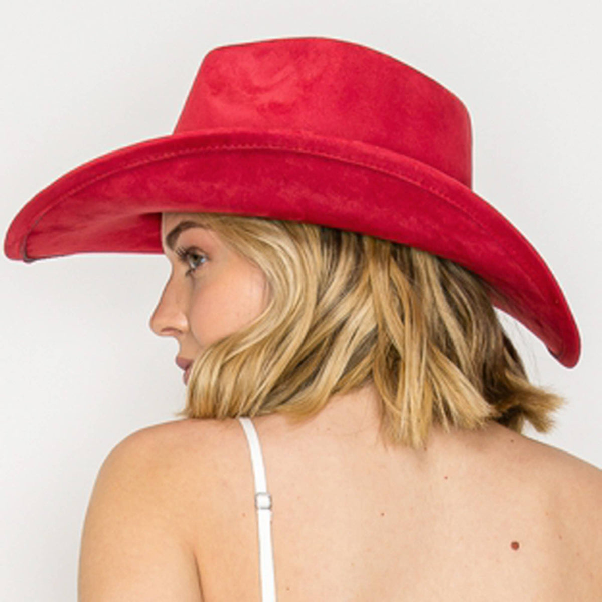 Vegan Suede Cowboy Hat: CARAMEL / ONE SIZE