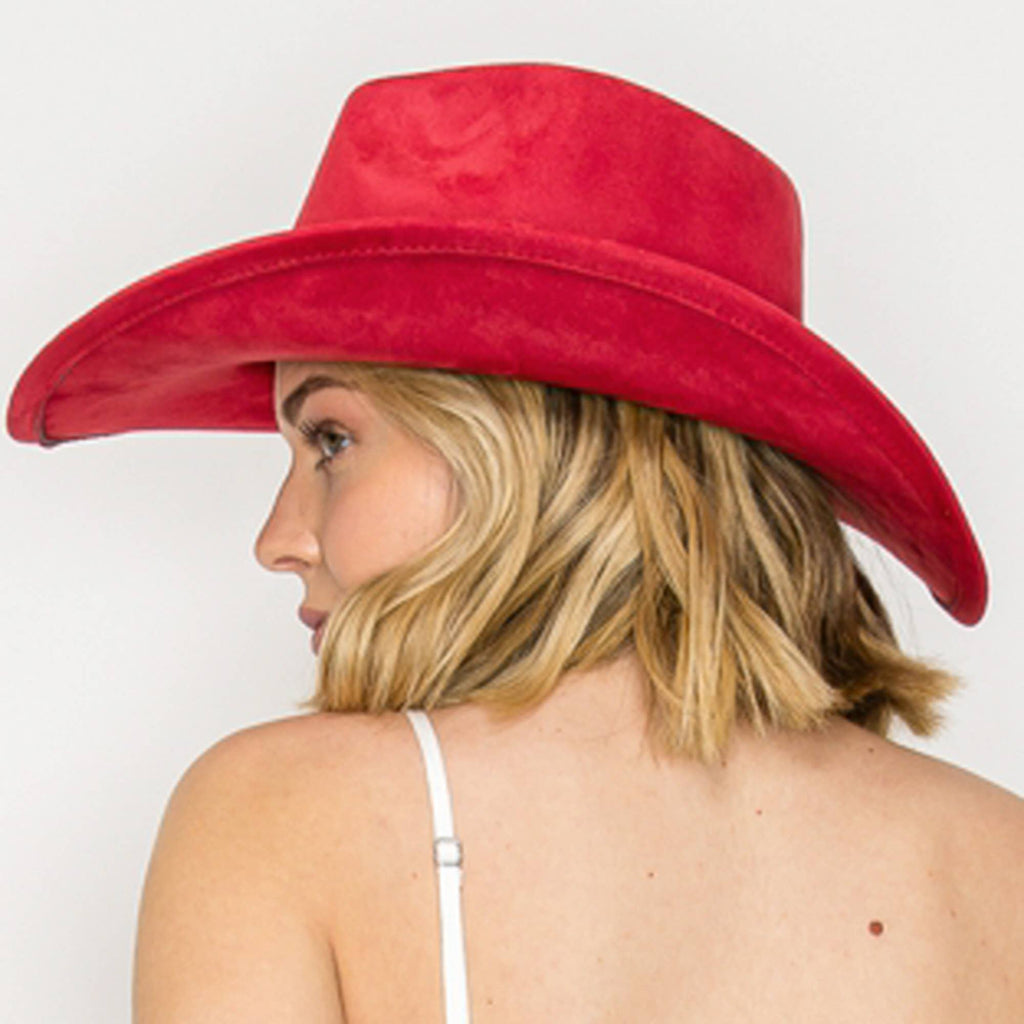 Vegan Suede Cowboy Hat: BROWN / ONE SIZE