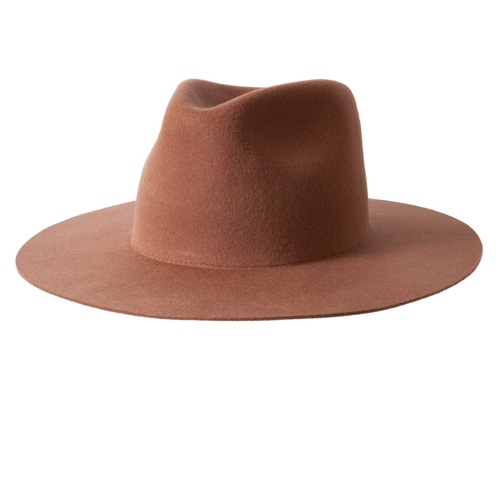 100% Wool Felt Flat Brim Fedora Hat - Style Rancher: Silver Belly / MD