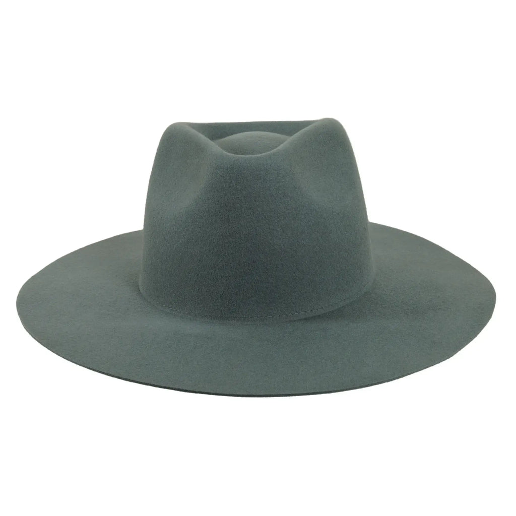 100% Wool Felt Flat Brim Fedora Hat - Style Rancher: Silver Belly / MD