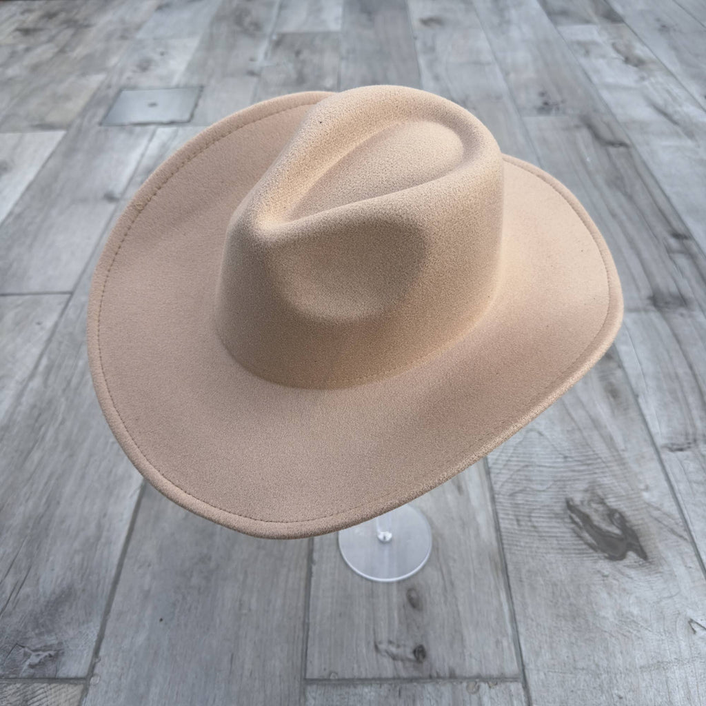 Vegan Felt Cattleman Cowboy Hat – Wide Brim Western Style: Rust