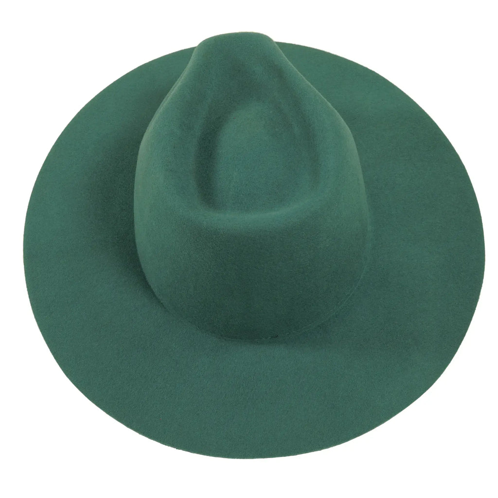 100% Wool Felt Flat Brim Fedora Hat - Style Rancher: Silver Belly / MD