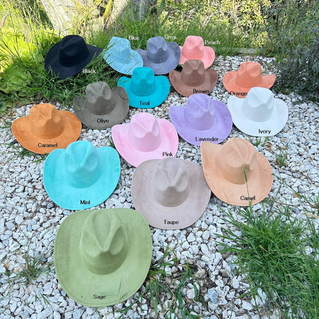 Vegan Suede Cowboy Hat: CARAMEL / ONE SIZE