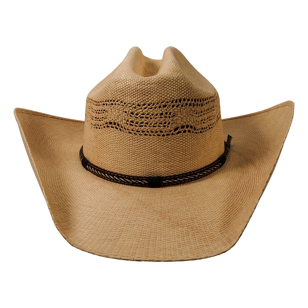 New Western Cowboy Straw Hat- Style American Maverick: Tan / LG