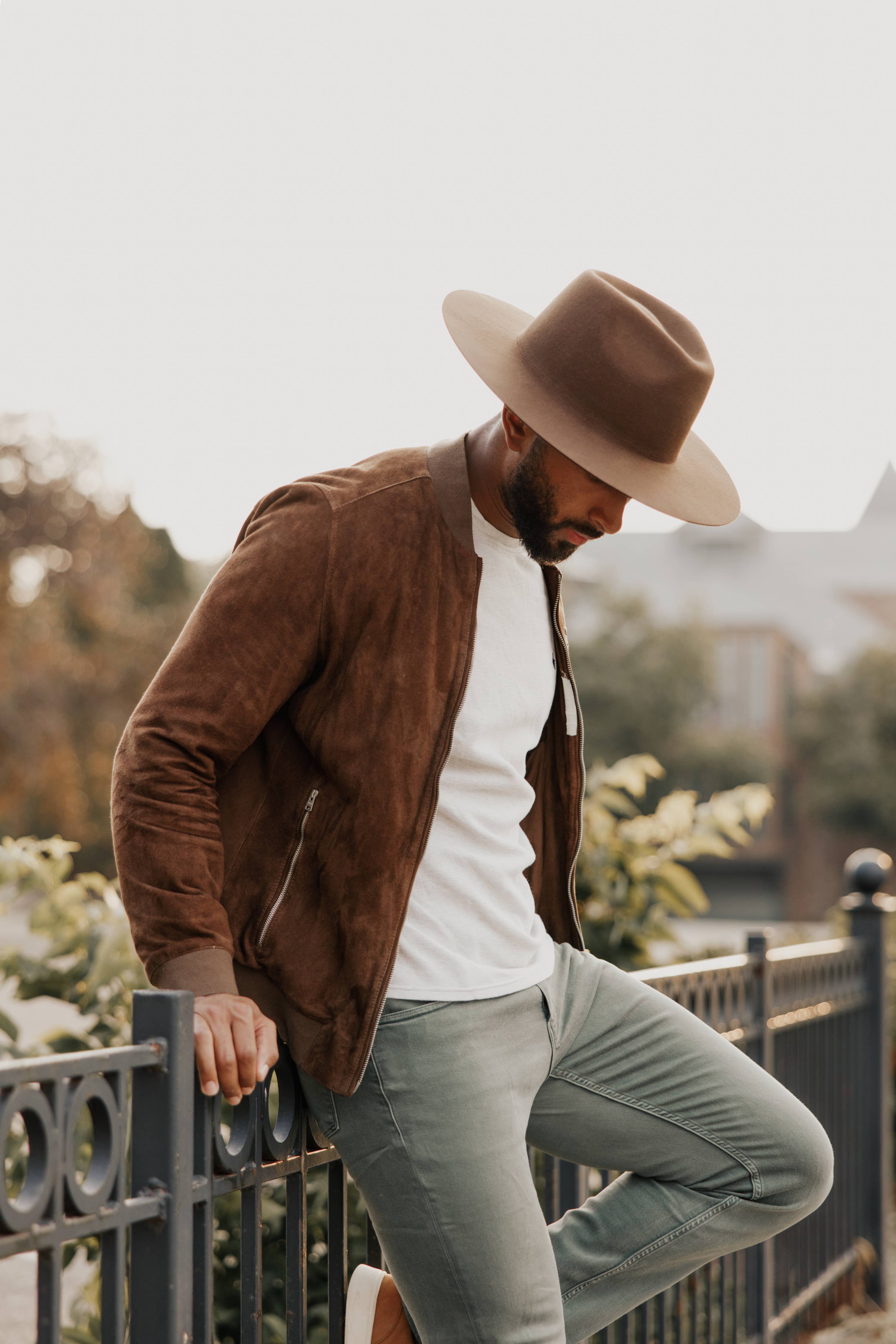 100% Wool Felt Flat Brim Fedora Hat - Style Rancher: Silver Belly / MD