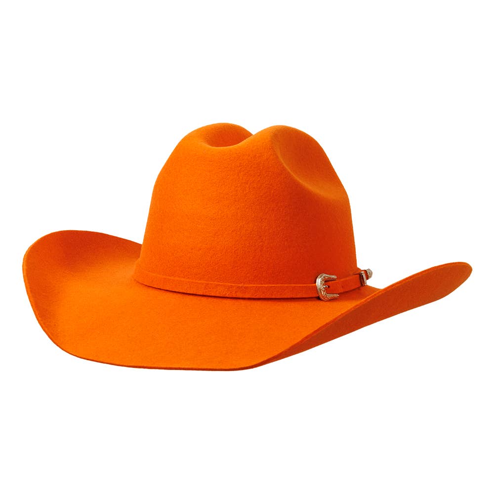 100% Wool Felt Western Cowboy Hat - Style Cattleman: White / LG