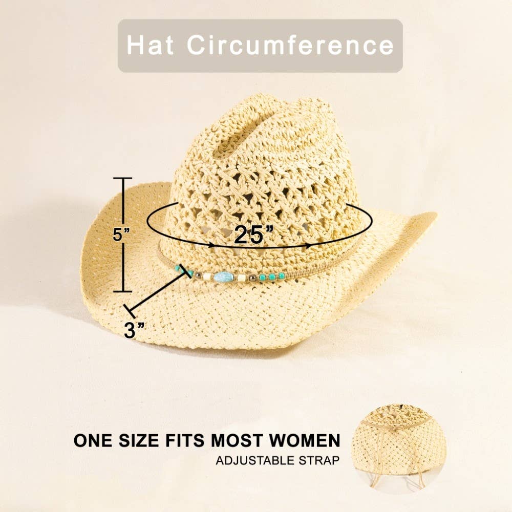 Braided Beads Straw Cowboy Hat: IV
