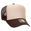 Otto 5-Panel High Crown Foam Trucker Hats, Mesh Back Cap - 39-165: Brn/Tan/Brn