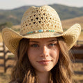 Braided Beads Straw Cowboy Hat: IV
