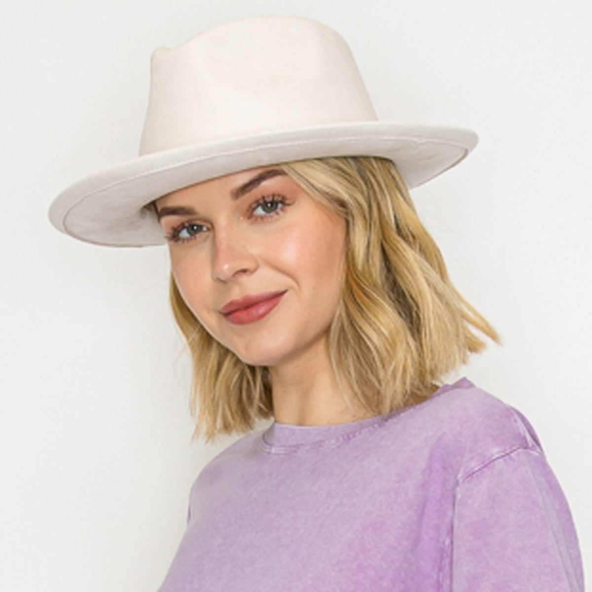 Stiff Short Brim Rancher in Suede Hat: Caramel