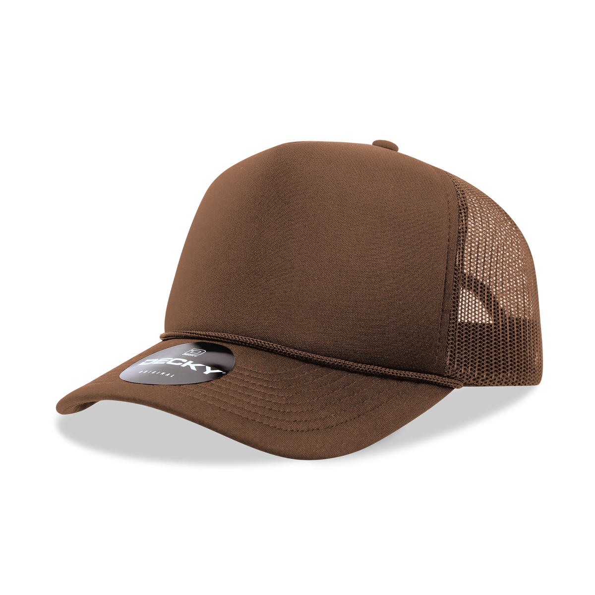 Decky 6025 Mid Profile, 5 Panel Foam Trucker Hat: Teal/White