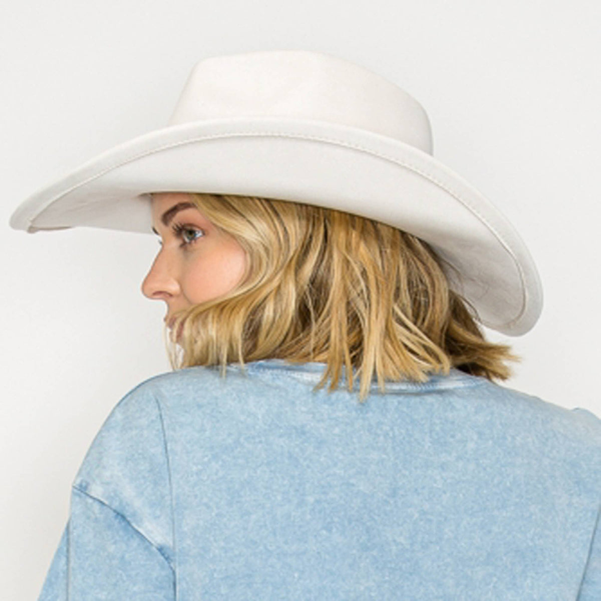 Vegan Suede Cowboy Hat: BROWN / ONE SIZE