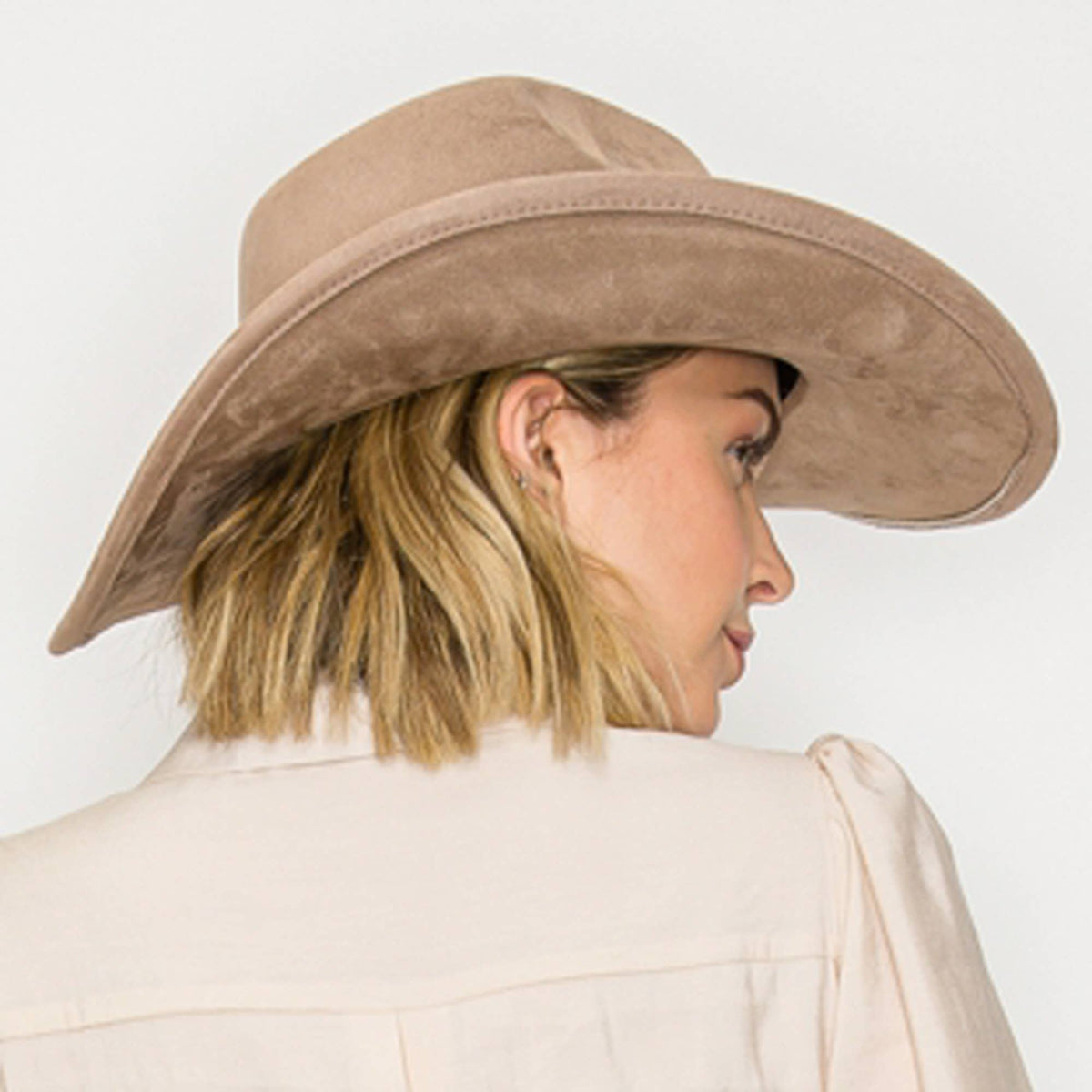 Vegan Suede Cowboy Hat: BROWN / ONE SIZE