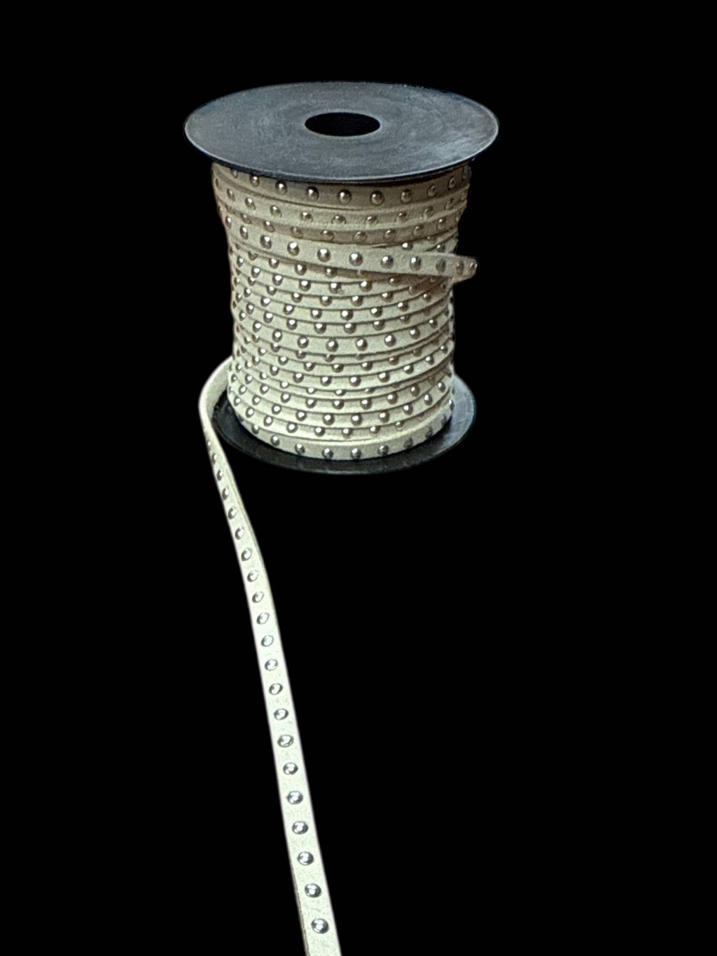 Faux Suede Cord Lace Gold & Silver studs: Black / Silver