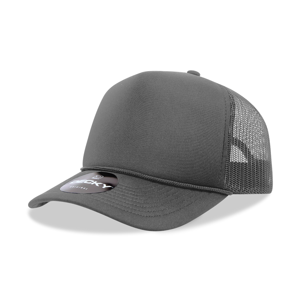 Decky 6025 Mid Profile, 5 Panel Foam Trucker Hat: Teal/White