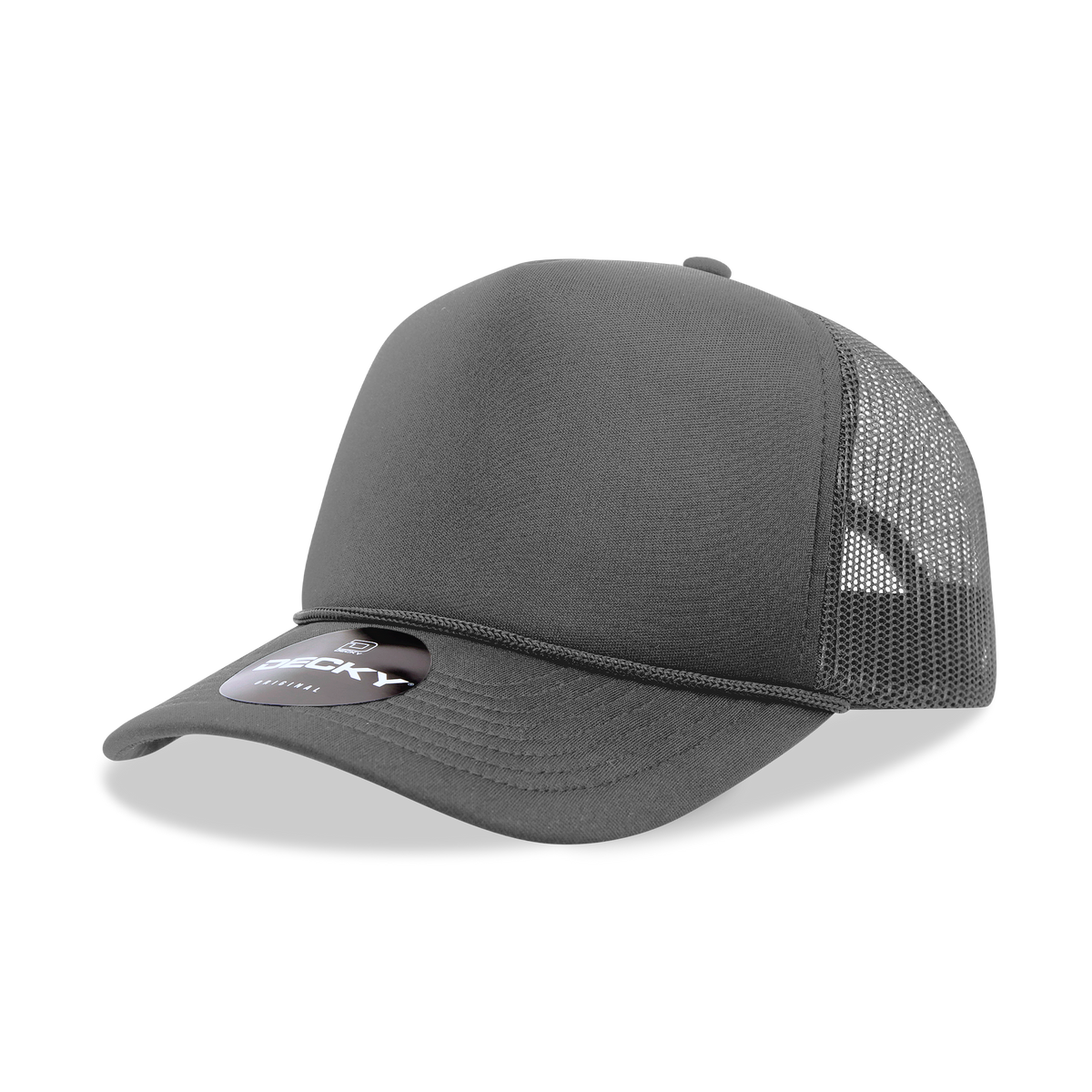 Decky 6025 Mid Profile, 5 Panel Foam Trucker Hat: Teal/White