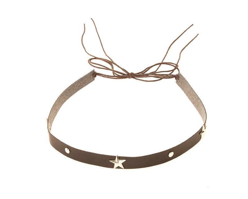 Hat Bands - Silver Star Studded Faux-Leather Band - New!