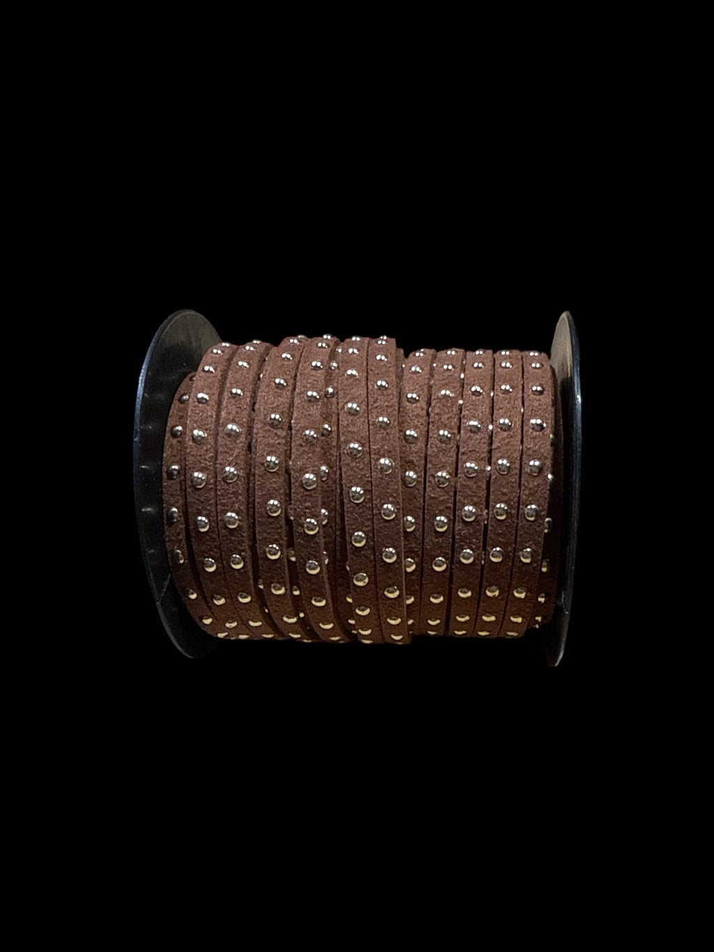 Faux Suede Cord Lace Gold & Silver studs: Black / Silver