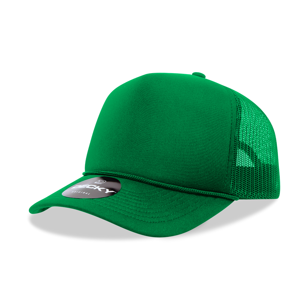 Decky 6025 Mid Profile, 5 Panel Foam Trucker Hat: Teal/White