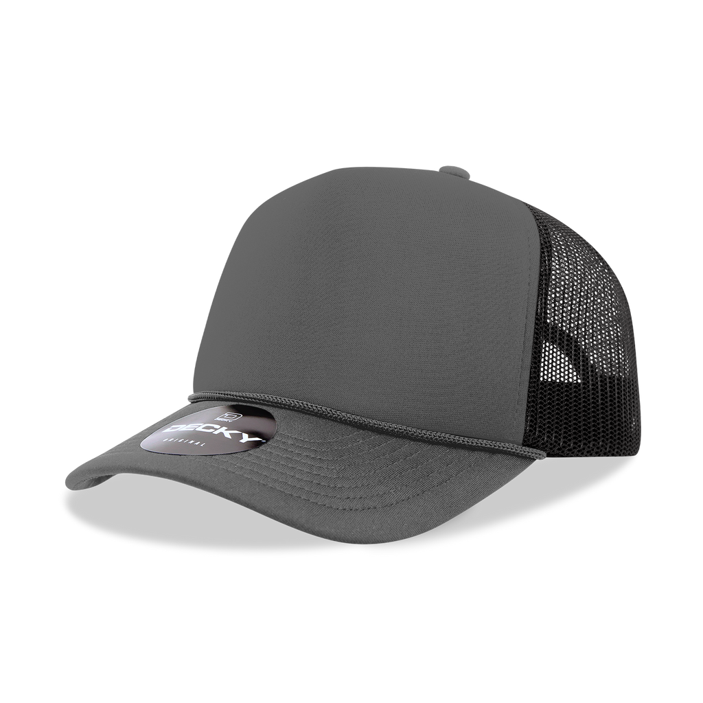Decky 6025 Mid Profile, 5 Panel Foam Trucker Hat: Teal/White