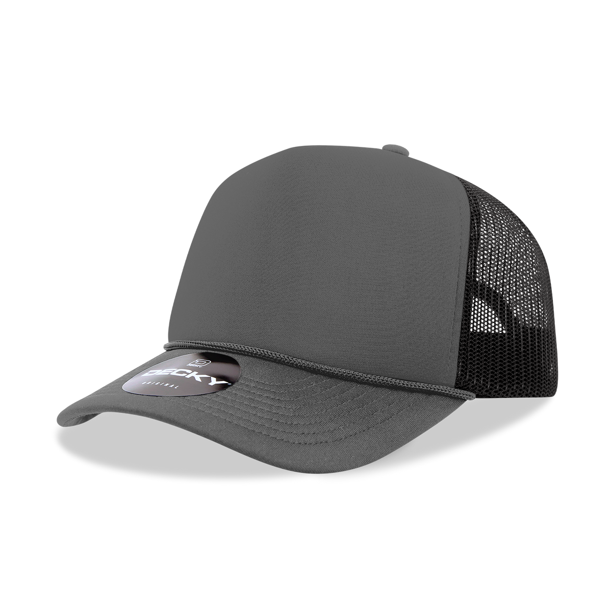 Decky 6025 Mid Profile, 5 Panel Foam Trucker Hat: Teal/White