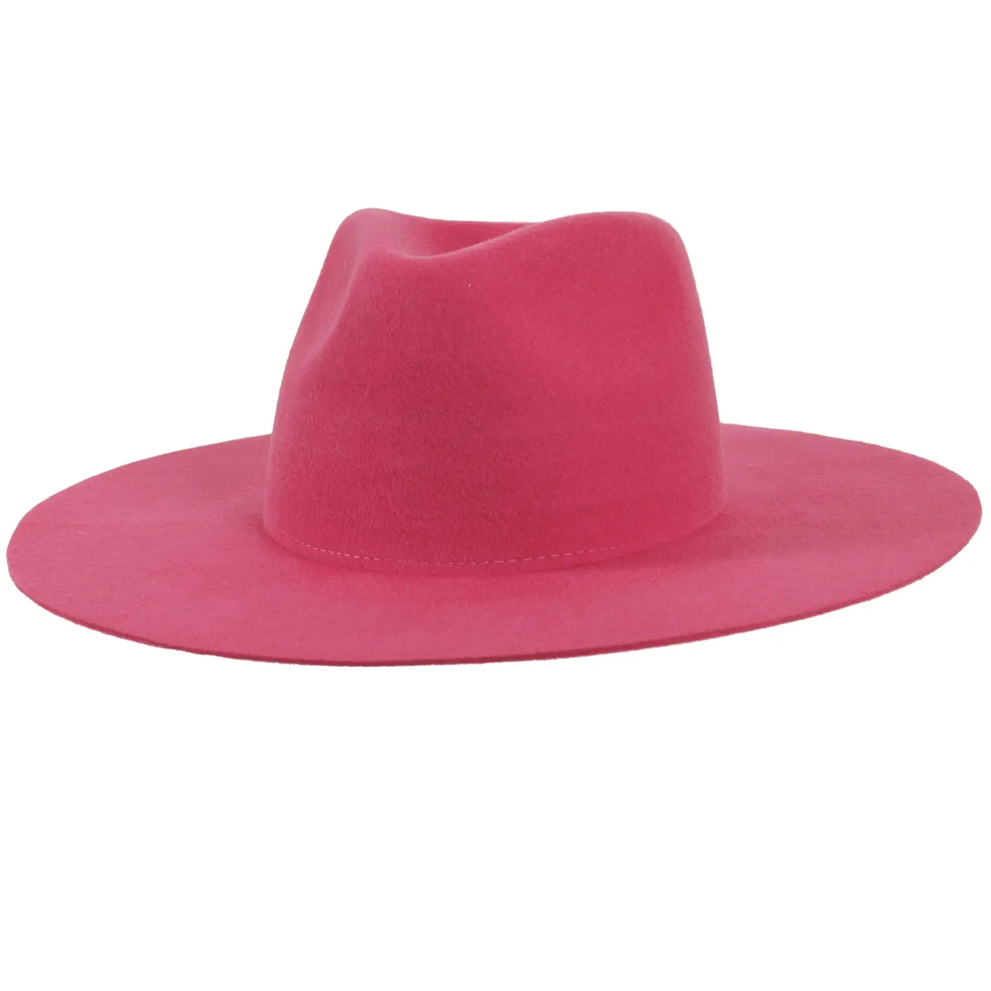 100% Wool Felt Flat Brim Fedora Hat - Style Rancher: Black / LG
