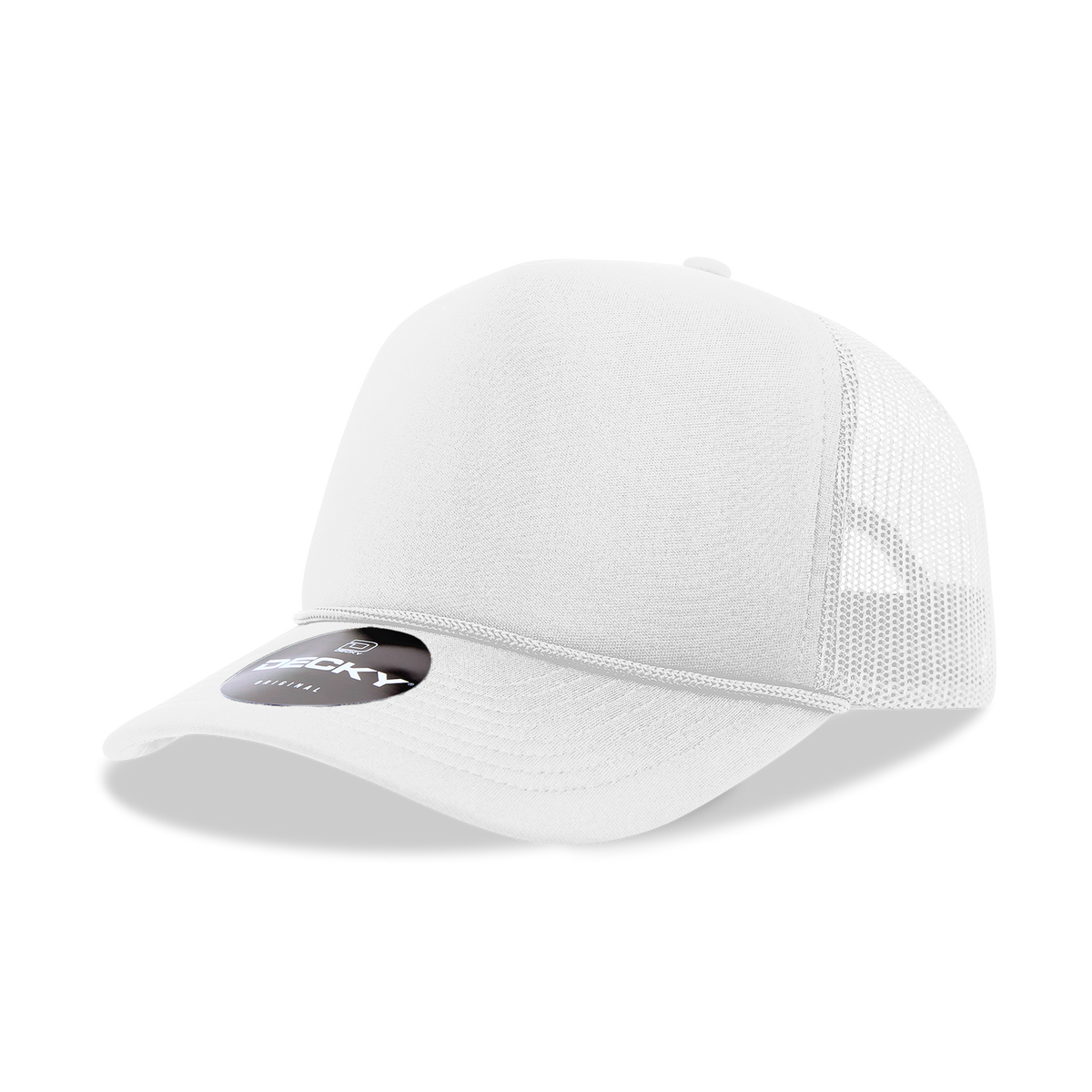 Decky 6025 Mid Profile, 5 Panel Foam Trucker Hat: Teal/White