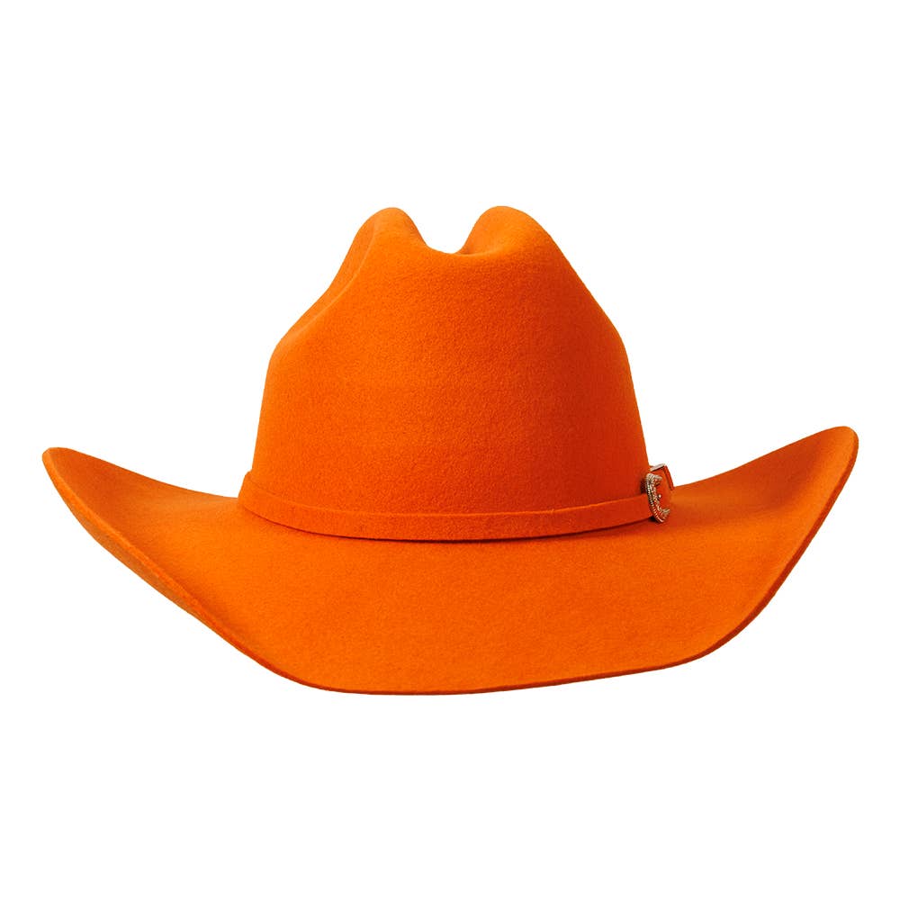 100% Wool Felt Western Cowboy Hat - Style Cattleman: White / LG