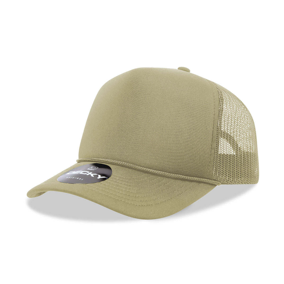 Decky 6025 Mid Profile, 5 Panel Foam Trucker Hat: Teal/White