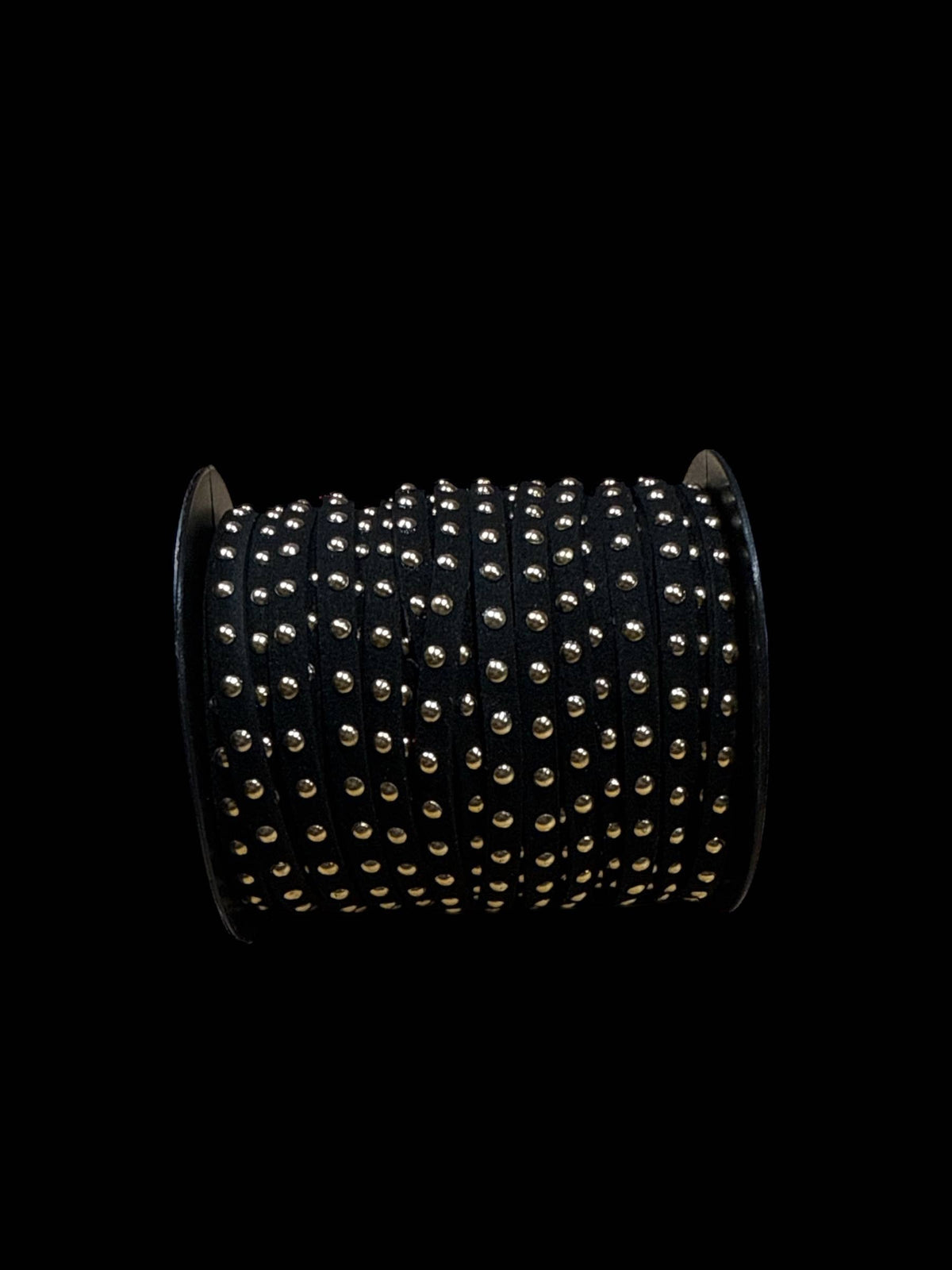 Faux Suede Cord Lace Gold & Silver studs: Black / Silver