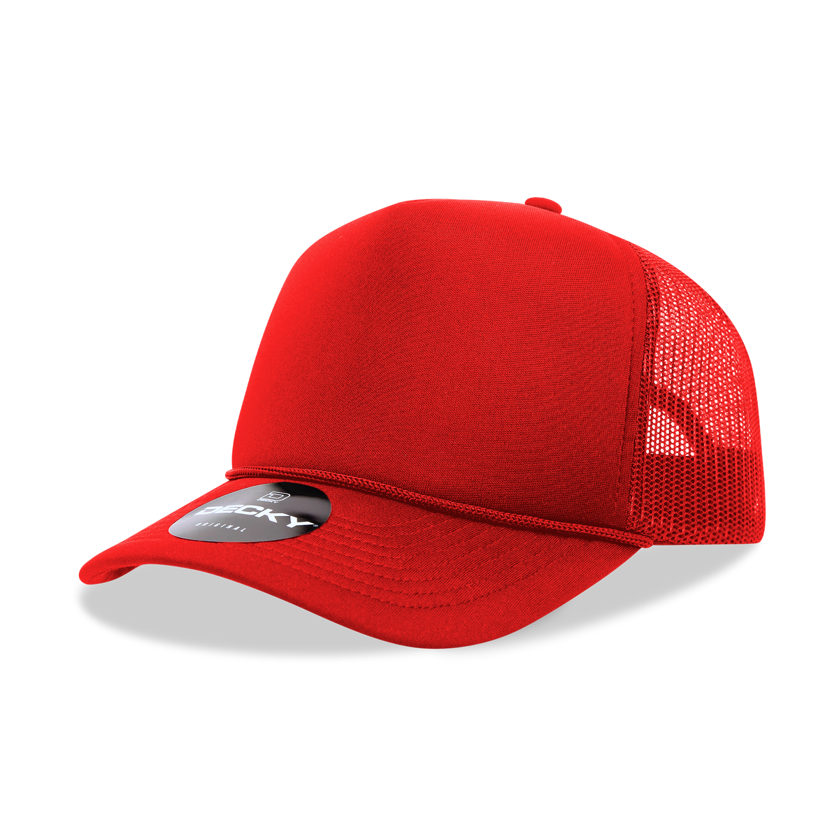Decky 6025 Mid Profile, 5 Panel Foam Trucker Hat: Teal/White