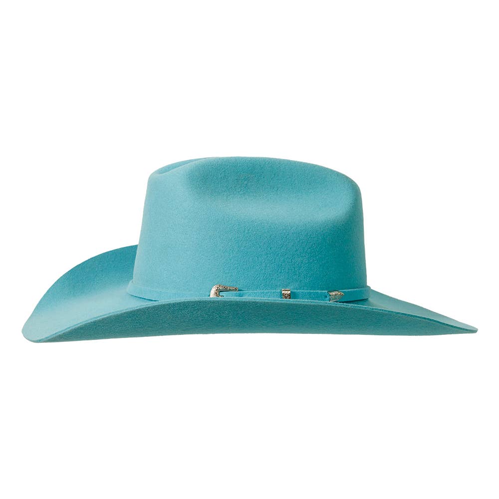 100% Wool Felt Western Cowboy Hat - Style Cattleman: White / LG