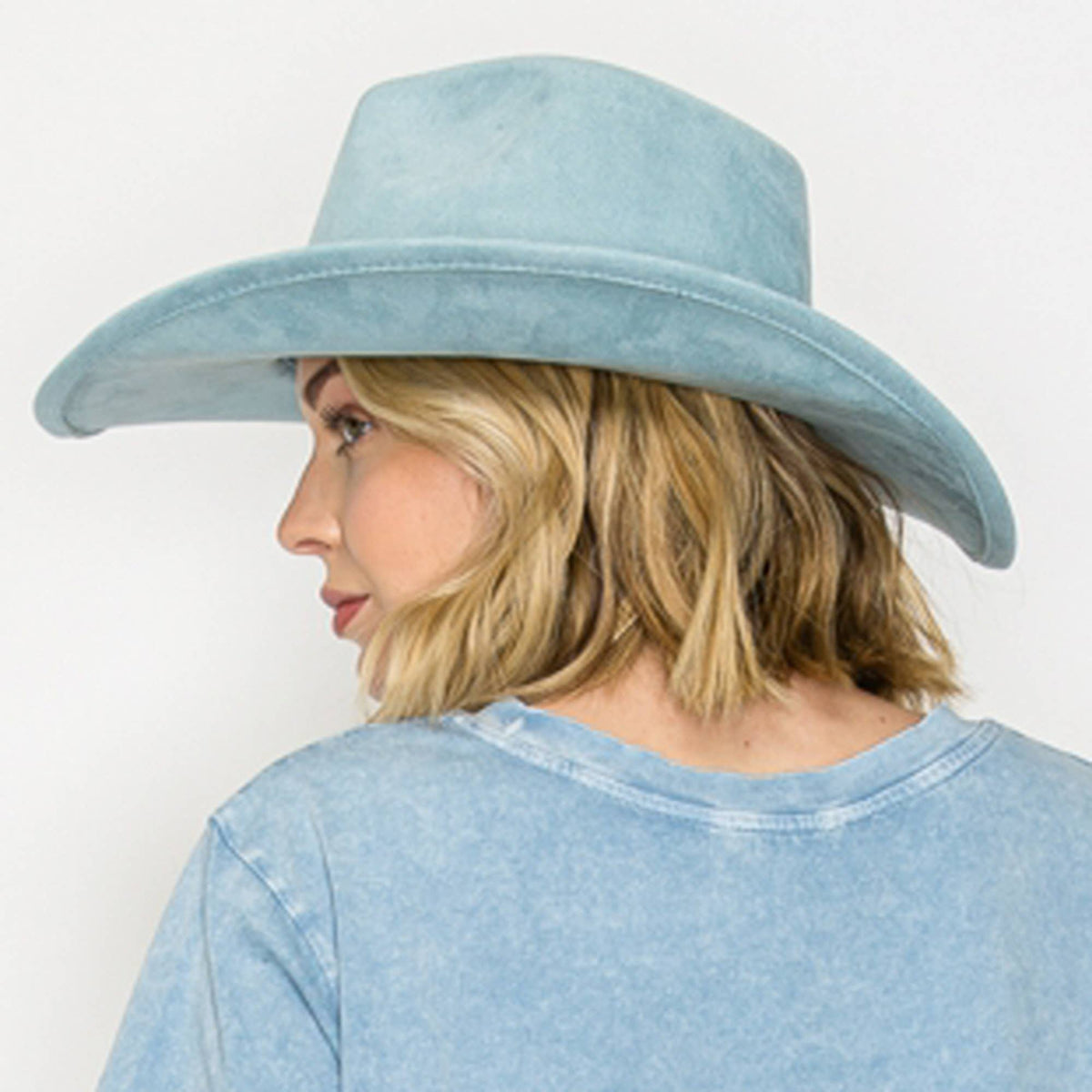 Vegan Suede Cowboy Hat: BROWN / ONE SIZE