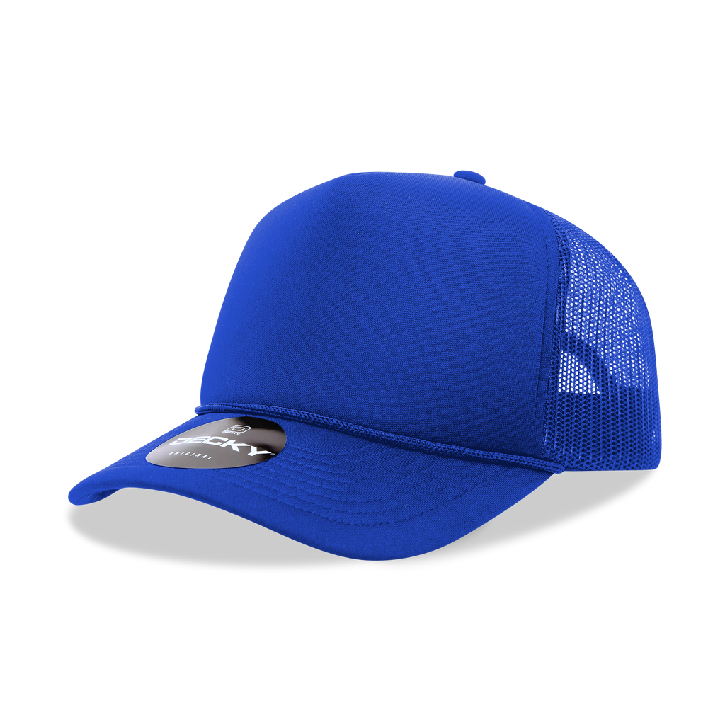 Decky 6025 Mid Profile, 5 Panel Foam Trucker Hat: Teal/White