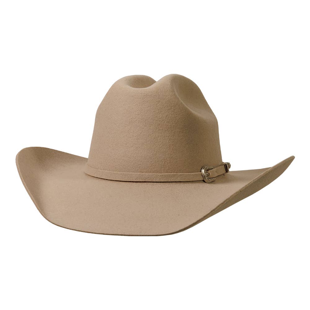 100% Wool Felt Western Cowboy Hat - Style Cattleman: Silver Belly / MD