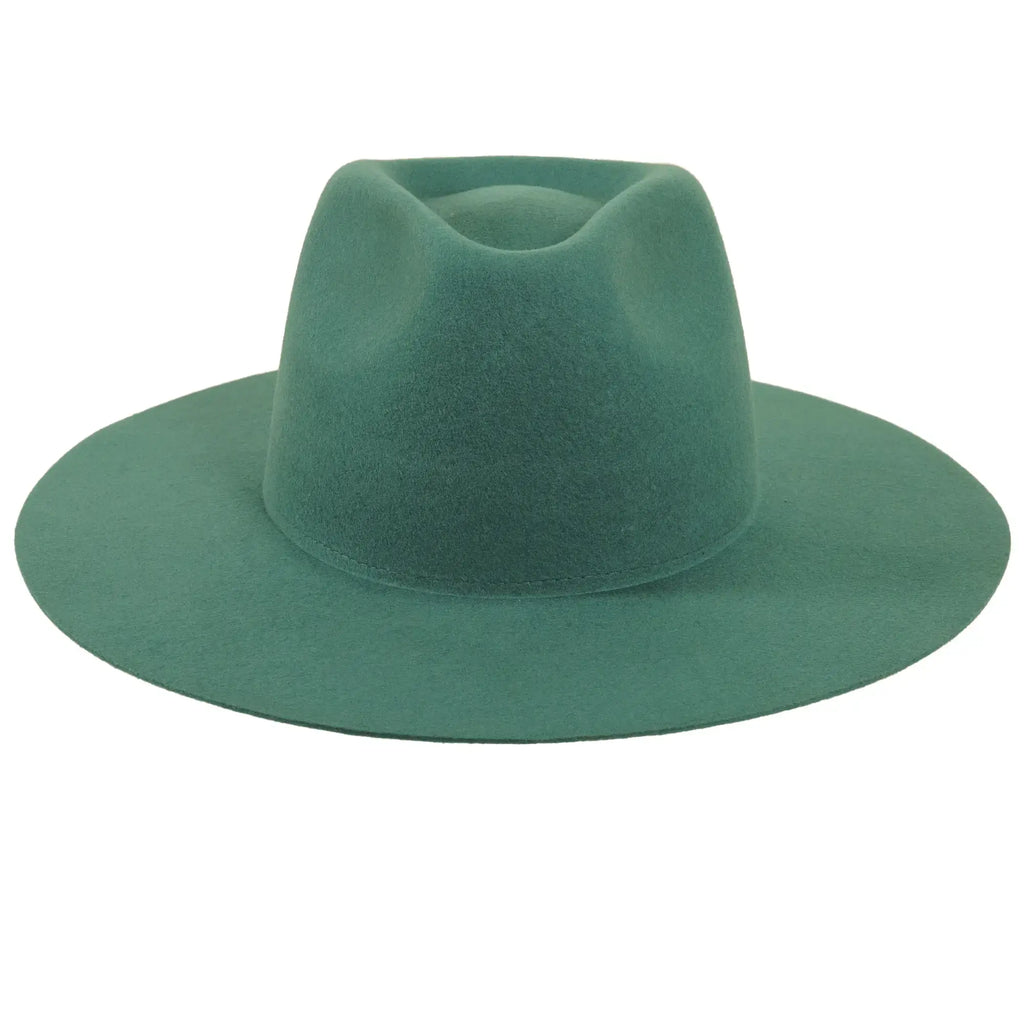 100% Wool Felt Flat Brim Fedora Hat - Style Rancher: Silver Belly / MD
