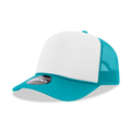 Decky 6025 Mid Profile, 5 Panel Foam Trucker Hat: Teal/White